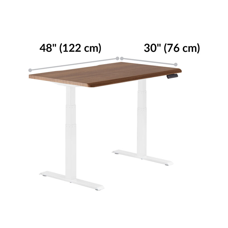 Electric Standing Desk with ComfortEdge in 48x30 Walnut and White is 30 inches deep and 48 inches wide image number null